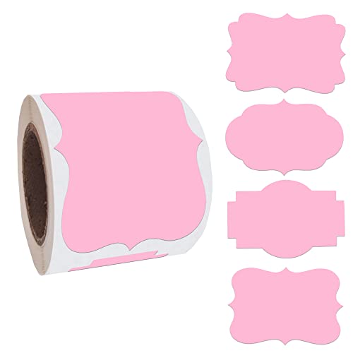 2 x3 Pink Label Stickers, Self-Adhesive Gift Tag Stickers, Write on Blank Labels for Essential Oil Bottles, Gifts, Name Tags, Fancy Shapes 200PCS