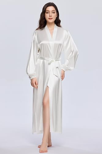 Image of PRODESIGN Satin Kimono Robe Women Long Silky Kimono Bathrobe Sleepwear Wedding Bridesmaid Robe