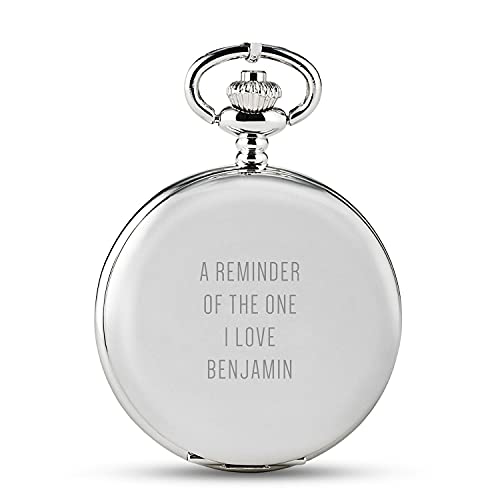 WEDDINGSTAR Personalized Silver Custom Engraved Mechanical Pocket Watch & Fob - Custom Text