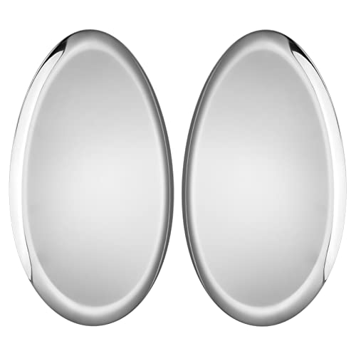 Plateau décoratif et de Rangement en INOX Couleur Argent – Finition Miroir – Forme Olive 32×24 cm – pour Bijoux, Bougies, parfums, cosmétiques – Salon, Chambre ou Salle de Bain – Lot de 2
