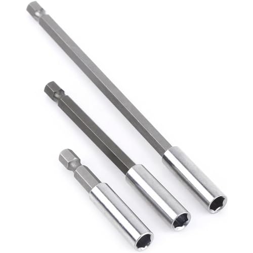 Juego de 3 brocas de vástago hexagonal, soporte magnético para taladro, destornillador, juego de 1/4 pulgadas de extensión, 60 mm/100 mm/150 mm