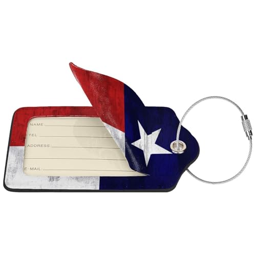 2 Pcs Texas Flag Luggage Tags for Suitcase, Unique TX Lone Star State Gifts for Privacy Cover ID Label with Stainless Steel Loop and Address Card3