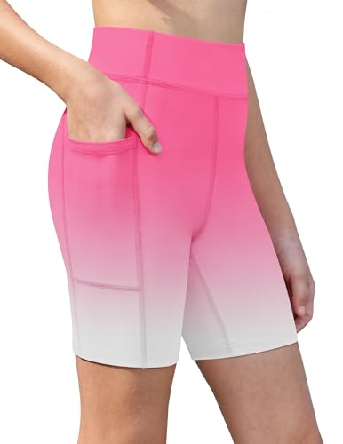 Zaclotre Girls Bike Shorts with Pockets Kids 5" High Waisted Yoga Workout Athletic Running Volleyball Spandex Shorts