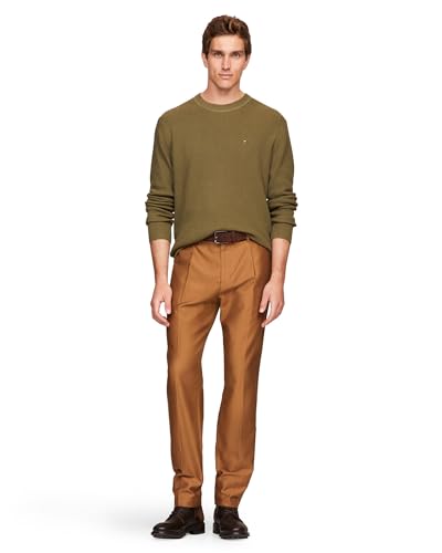 Image of Tommy Hilfiger Men's Waffle Knit Crewneck Sweater Lightweight Pullover, Also Available in Big & Tall