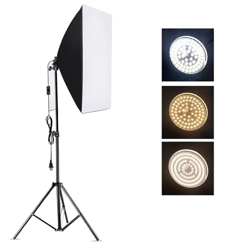 Image of Softbox Photography Lighting Kit, 85W LED Dimmable Bi Light, 24x24in Video Equipment with Remote Control & Adjustable Tripod Stand, Ideal for Photography Lighting (US Plug)