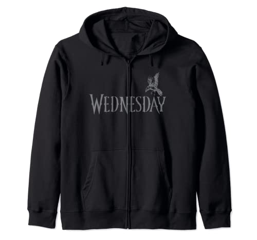 Wednesday Raven Logo Zip Hoodie