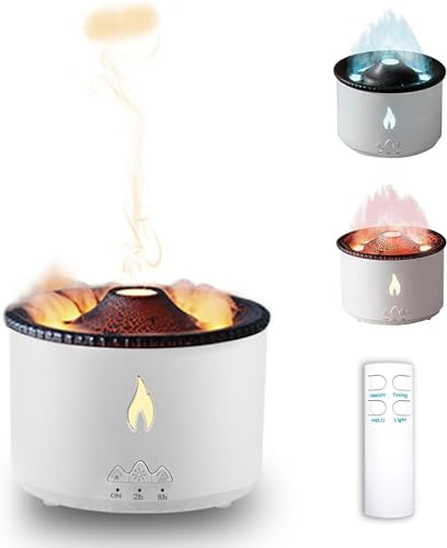Image of Humidifier, Large 300ML Capacity, Waterless Auto-Off and Timer, With Flame and Volcano Atomization Modes, Volcano Aromatherapy diffuser for Bedroom, Office or Yoga (Ultrasonic Volcano)