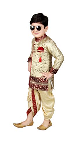 Image of Boys Sherwani Set | Brocade Sherwani for Boys | Kids Ethnic Wear | Party Outfit for Weddings Festivals & Special Occasions