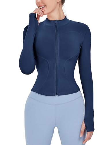 Image of Locachy Women's Lightweight Stretchy Workout Full Zip Running Track Jacket with Thumb Holes
