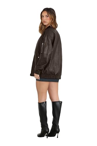 Image of Sampeel Leather Jacket Women Faux Oversized Motorcycle Bomber Coats 2026 Fall Fashion Outfits Winter Clothes