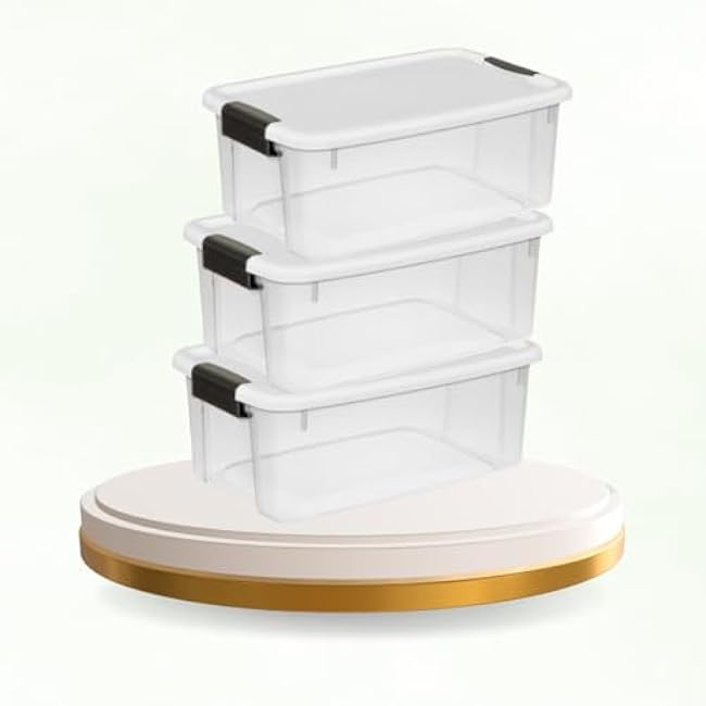 18 Quart Clear Plastic Storage Bin with White Latch Lid, SteriliteUSA-19849806, Pack of 2