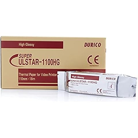 Durico - Videodruckerpapier, Kompatibilität mit SONY UPP-110HG, MITSUBISHI K91HG und KP91HG, Hochglanz, 110 mm x 18 m, 5 Rollen Cover