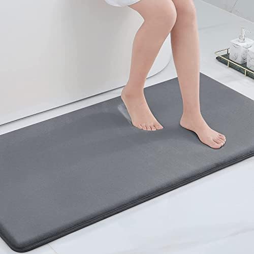 Smiry Non-Slip Toilet Mat, 50 x 60 cm, Extra Soft U-Shape Pedestal Mat for Toilet, Absorbent Memory Foam Bath Contour Mat, Machine-Washable Dry Solid Bathroom Toilet Mat for Floor, Navy Blue