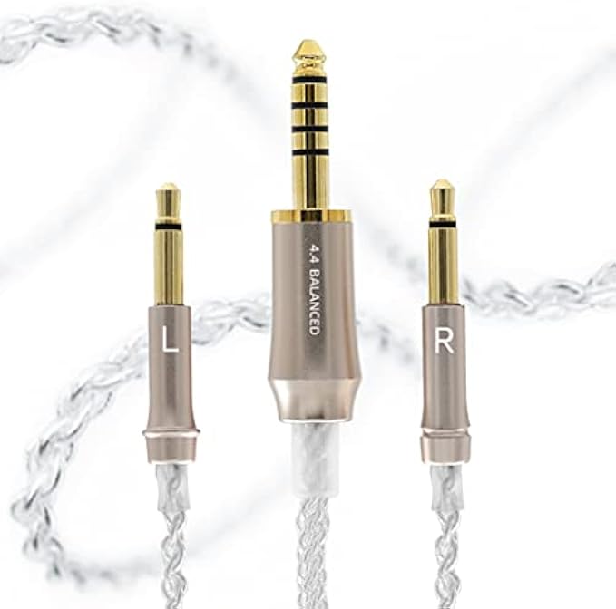 MEZE AUDIO 99 Series Silver Plated Upgrade Balanced Cable 4.4mm Jack | Headphones HiFi Cable Replacement 4.4mm Male to Dual TS Mono 3.5mm Male Connector Plug | Cable Length 1.2m/3.9ft