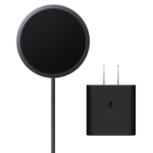 Samsung Galaxy Magnet Wireless Charger with 45W Power Adapter, Cordless Super Fast Charging, Powerful Design, Built-in Magnets, No-Slip Surface, Dark Gray
