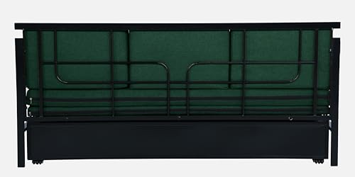 Image of 3 Seater Metal Sofa Cum Bed with Hydraulic Storage | Sofa Set for, Living Room, Guest Room, Bedroom| King Size Convertible Sofa Bed Comfortable Seating |King Size (Peacock & Black)