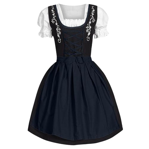 Dirndl femme fête de la bière grande taille avec col carré et tablier costume allemand
