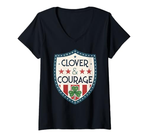 Mujer Clover & Courage Proud Teacher - Día de San Patricio irlandés Camiseta Cuello V