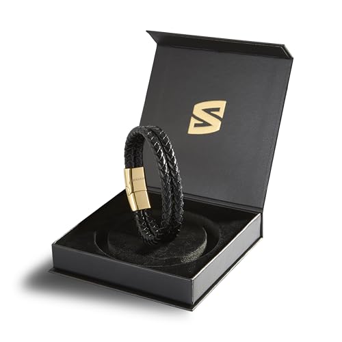 Image of SERASAR Premium Leather Bracelet Men | Stainless Steel Magnetic Clasp | Three Colors | Jewelry Box Included