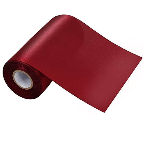 TONIFUL Wide satin ribbon-for Gift Wrapping Christmas Tree Halloween Thanksgiving Wedding Car Chair Pageant Sashes Grand Opening Festival Party Decor-Claret Ribbon-4 Inch x 11 Yards