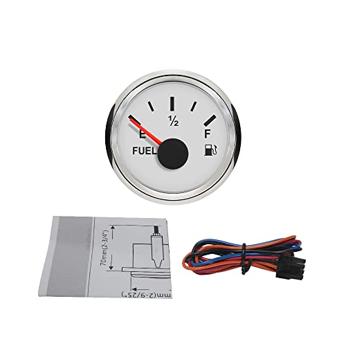 ELING Fuel Level Tank Gauge Meter 240-33ohm Signal 52mm with Backlight for Auto Car Boat Sedan