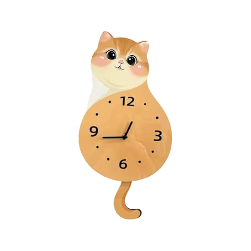Reloj de pared, reloj de pared decorativo, adorno silencioso de gato con cola móvil para sala de estar, dormitorio, baño, hogar, escuela, cocina