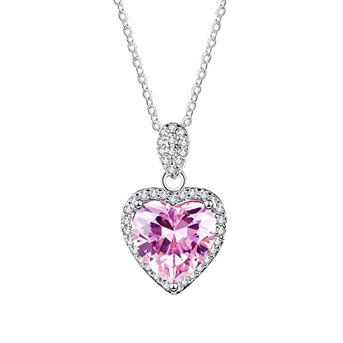 Colliers pour femmes en cristal rose anti-ternissement style chaine clavicule