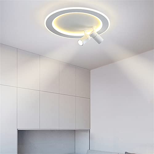 Plafonnier LED moderne blanc à gradation continue avec 2 spots orientables pour salon - 2