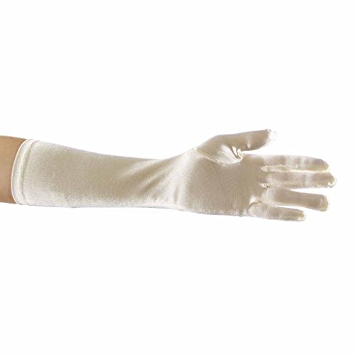 Showstopper Shiny Satin Elbow Length Gloves for Girls (Ivory, 0-3)2