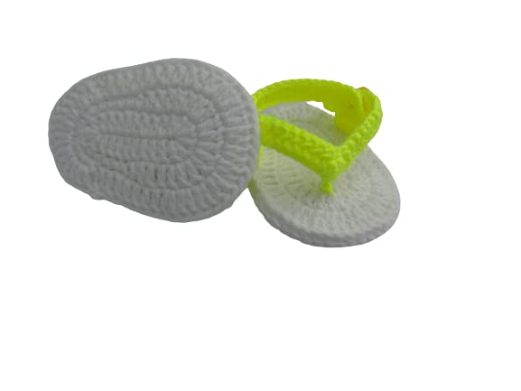 Crochet Baby Flip Flops, Baby Yellow Neon Sandals, Summer Baby Sandals Sea Outfit Tanga Shoes (3-6 months)2