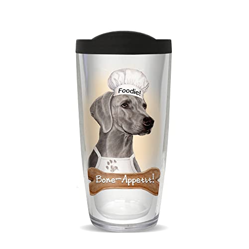 Weimaraner 22 Ounce Double-Walled Travel Tumbler Mug with Black L...