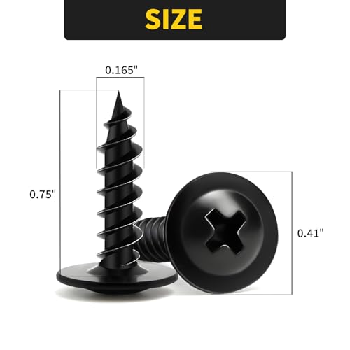 Wood Screws 3/4 Inch, 125 PCS FIXLINK Premium Phillips Truss Head Black Wood Screws, Self Tapping Electrophoresis Modified Fast Truss Head Wood Screw Used in Indoor Furniture, Woodworking (#8 x 3/4\")