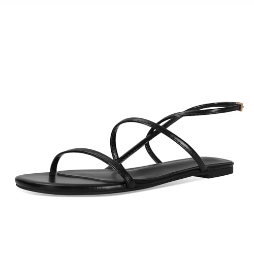Image of Beaded Strappy Flat Sandals for Women Bohemian Sandals Open Toe Slingback Flats Vacation Beach Casual Daily Dressy Summer Shoes