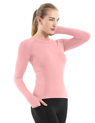Image of MathCat Seamless Workout Shirts for Women Long Sleeve Yoga Tops Sports Running Shirt Breathable Athletic Top Slim Fit XS-XL