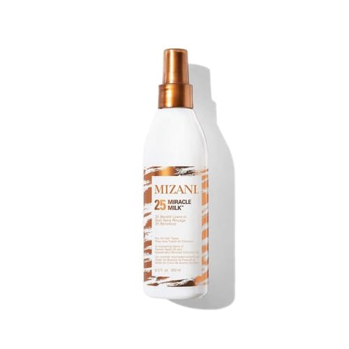 Mizani 25 Benefit Miracle Milk Leave-in Conditioner - Ant-Frizz, Detangler Spray For Hair Shine, Heat Protectant, For Frizzy & Curly Hair, With Coconut Oil, 8.6 Fl Oz