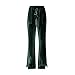Women's Wide Leg Velvet Pants Fashion Dress Pants Drawstring Low Rise Flare Trousers with Pocket for Disco Party