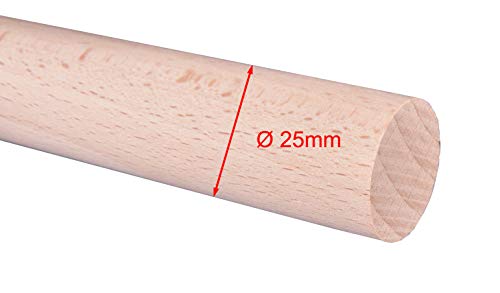Preisvergleich Produktbild Rundstab Rundholz Buche Treppensprosse Durchmesser 20mm, 25mm, 30mm (Ø 25mm)