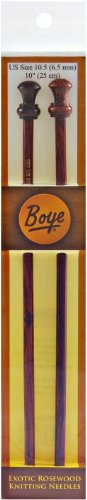 Boye 10-Inch Rosewood Knitting Needles, Size 10-1/2