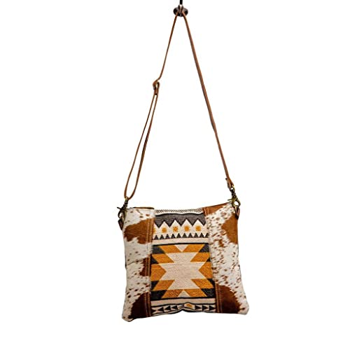 Myra Bag Western Leather Crossbody Bag for Women - Upcycled Canvas Shoulder Bag Tery4