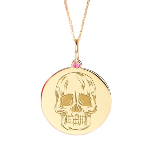 Pendentif tête de mort 24 mm en argent plaqué or cadeau unisexe
