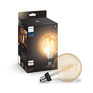 Philips Hue Filament Lamp 1-Pack – E27 – Vintage Globevorm G125 – Duurzame LED Verlichting – warm-wit Licht – Dimbaar…