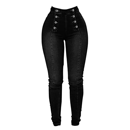 Womens Skinny Stretchy Colombian Jeans Butt Lifting High Waist Double Breasted Sailor Work Jeans Tummy Control Bodycon Jean Leggings Slim Fit Totally Shaping Mom Jeans for Women UK Black Womens Skinny Stretchy Colombian Jeans Butt Lifting High Waist Double Breasted Sailor Work Jeans Tummy Control Bodycon Jean Leggings Slim Fit Totally Shaping Mom Jeans for Women UK Black