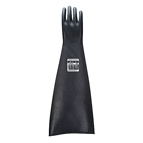 Portwest Heavyweight Latex Rubber Gauntlet 600mm, Size: L, Colour: Black, A803BKRL - Image 2