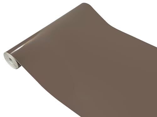 Klebefolie Möbel 45x200 cm | Möbelfolie selbstklebend matt oder glänzend | Einfarbig Klebefolie für Möbel - einfache Anwendung, ideal für die Renovierung von Küche oder Bad | Grau/Braun Glanz