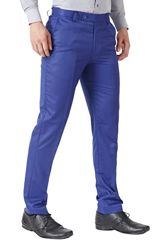 Image of MALENO Men's Slub Effect Solid Trouser | Classic Slim Fit Formal Trousers for Men | Slim Fit Trousers for Men