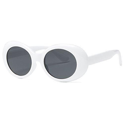 kimorn Lunettes de Soleil Pour Femmes Ovale Plastique Cadre Métal Charnières Lunettes de Soleil K0567 (Blanc&Noir)