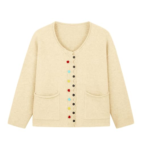 Image of JASCLS Women's Casual Loose Knit Cardigan Oversized Color Block Full Sleeve Sweaters for Women