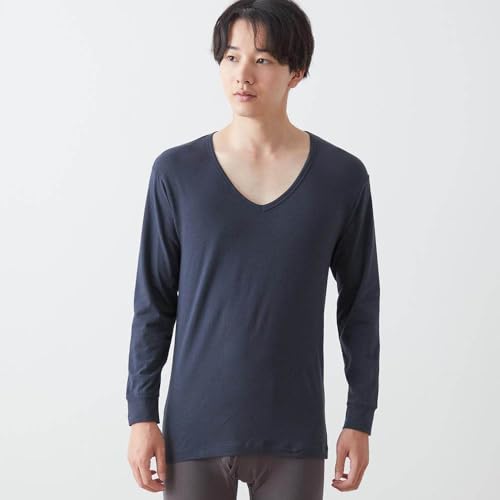 [ベルメゾン] インナーシャツ メンズ 長袖 綿混 Ｖネック あったかインナー ホットコット ナイトネイビー Mのサムネイル