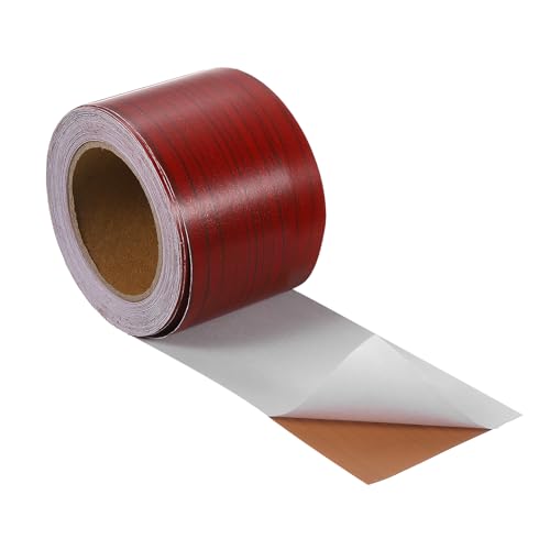 Image of uxcell Wood Grain Tape, 2 inch x33 Ft Self Adhesive Wood Grain Repair Patch for Baseboards, Doors, Floor Repair, Furniture Home Decor Red Wood