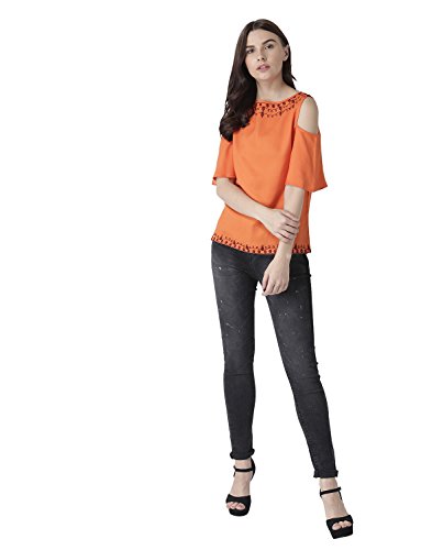 Image of MsFQ Women's Plain Regular fit Top (FTSF401797-Orange- Orange XL)
